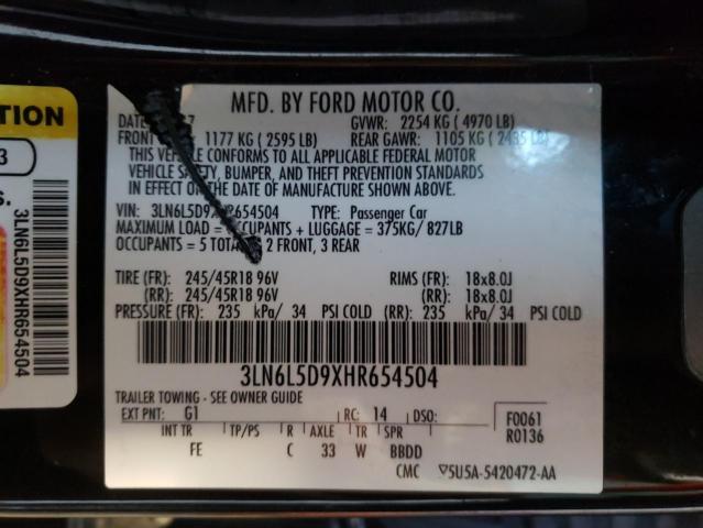 Photo 9 VIN: 3LN6L5D9XHR654504 - LINCOLN MKZ SELECT 