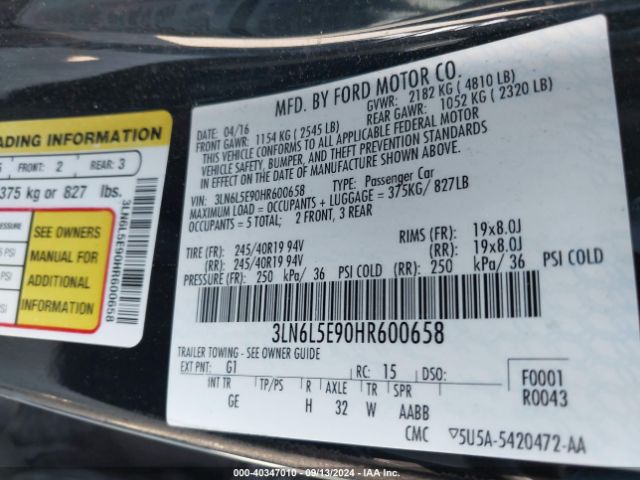 Photo 8 VIN: 3LN6L5E90HR600658 - LINCOLN MKZ 