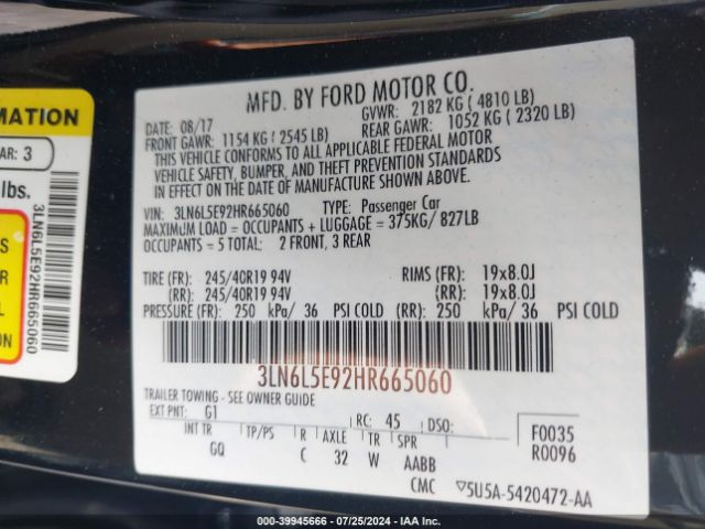 Photo 8 VIN: 3LN6L5E92HR665060 - LINCOLN MKZ 