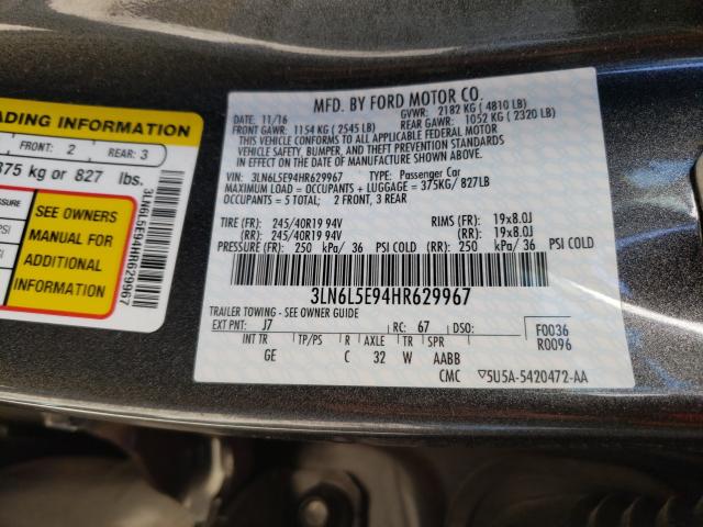 Photo 9 VIN: 3LN6L5E94HR629967 - LINCOLN MKZ RESERV 