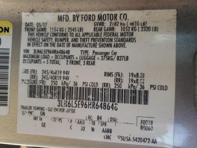 Photo 9 VIN: 3LN6L5E96HR648648 - LINCOLN MKZ RESERV 