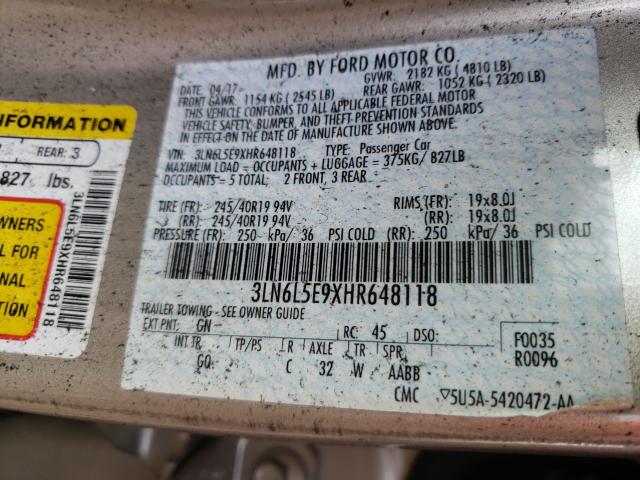 Photo 9 VIN: 3LN6L5E9XHR648118 - LINCOLN MKZ RESERV 