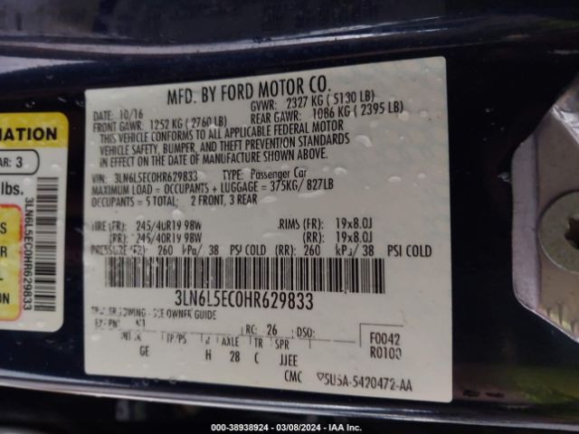 Photo 8 VIN: 3LN6L5EC0HR629833 - LINCOLN MKZ 