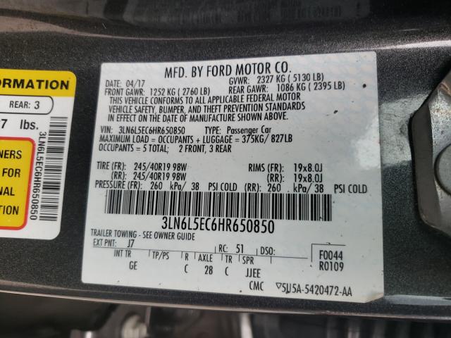 Photo 9 VIN: 3LN6L5EC6HR650850 - LINCOLN MKZ RESERV 