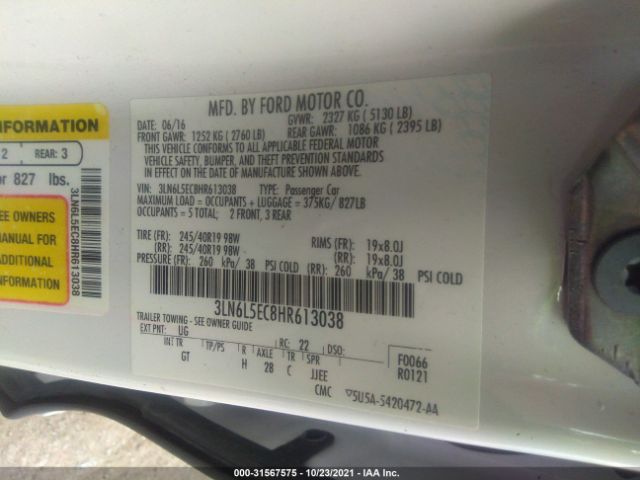 Photo 8 VIN: 3LN6L5EC8HR613038 - LINCOLN MKZ 