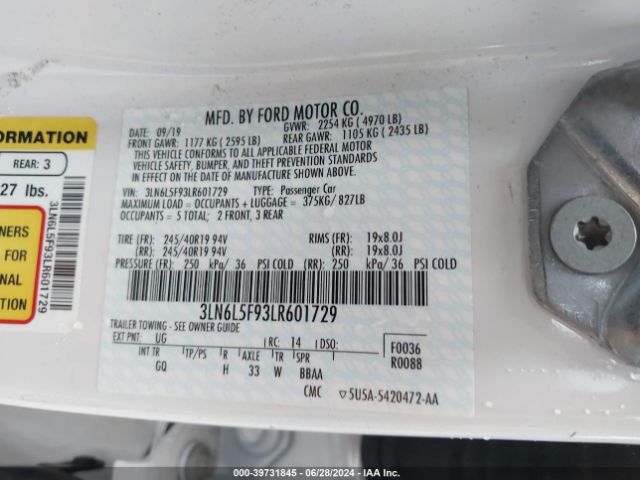 Photo 8 VIN: 3LN6L5F93LR601729 - LINCOLN MKZ 