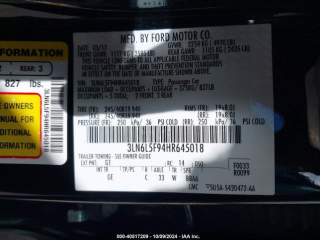 Photo 8 VIN: 3LN6L5F94HR645018 - LINCOLN MKZ 