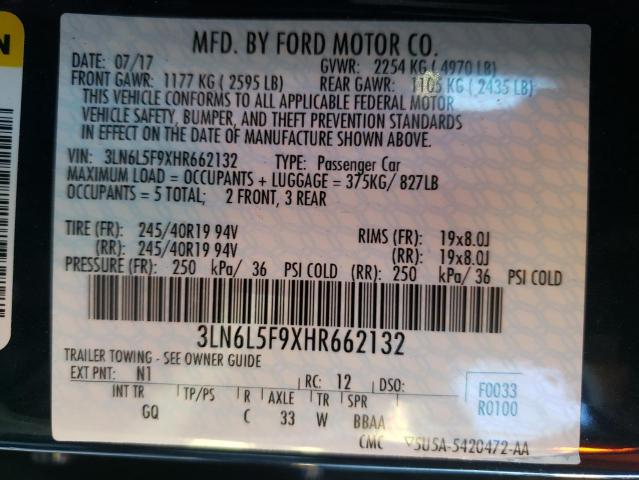 Photo 9 VIN: 3LN6L5F9XHR662132 - LINCOLN MKZ RESERV 