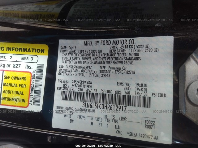 Photo 8 VIN: 3LN6L5FC0HR612917 - LINCOLN MKZ 