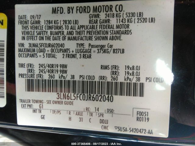 Photo 8 VIN: 3LN6L5FC0JR602040 - LINCOLN MKZ 