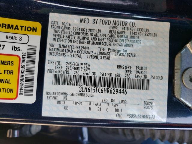 Photo 9 VIN: 3LN6L5FC6HR629446 - LINCOLN MKZ RESERV 