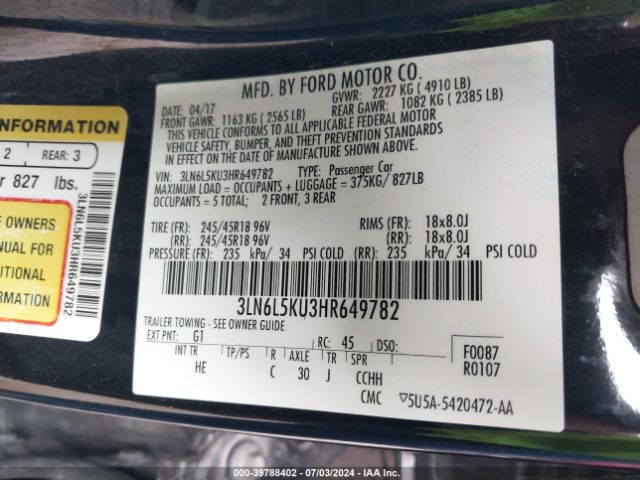 Photo 8 VIN: 3LN6L5KU3HR649782 - LINCOLN MKZ HYBRID 