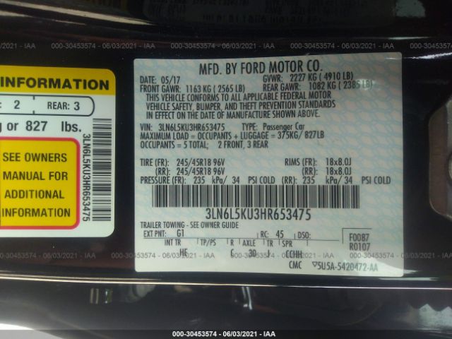 Photo 8 VIN: 3LN6L5KU3HR653475 - LINCOLN MKZ 