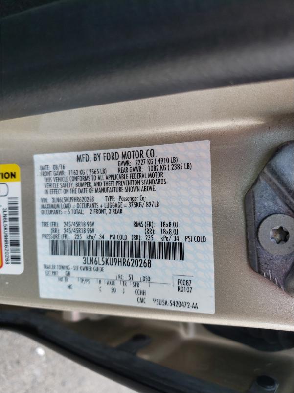 Photo 9 VIN: 3LN6L5KU9HR620268 - LINCOLN MKZ HYBRID 