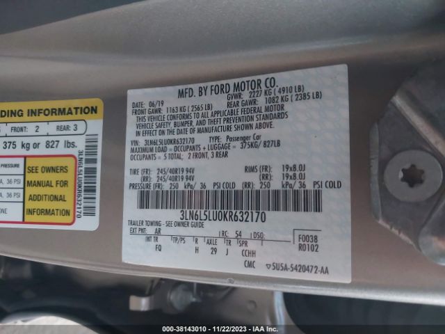 Photo 8 VIN: 3LN6L5LU0KR632170 - LINCOLN MKZ HYBRID 