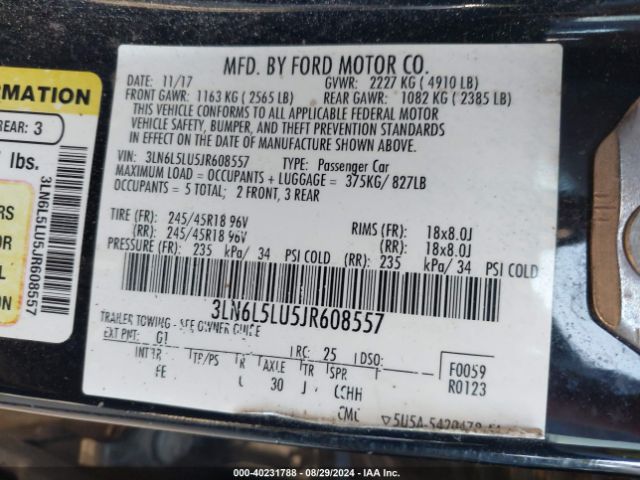 Photo 8 VIN: 3LN6L5LU5JR608557 - LINCOLN MKZ 