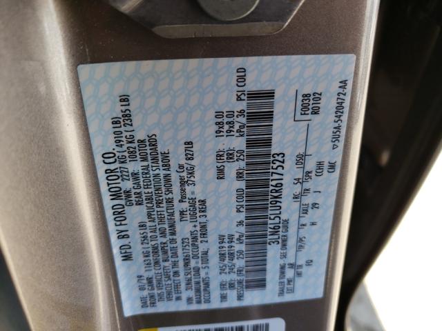 Photo 9 VIN: 3LN6L5LU9KR617523 - LINCOLN MKZ RESERV 