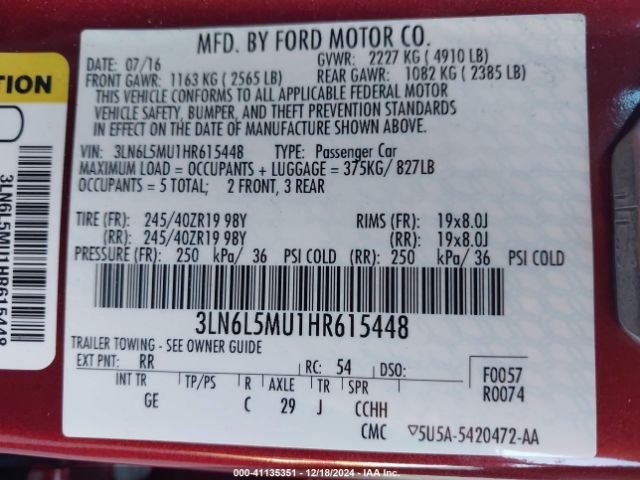 Photo 8 VIN: 3LN6L5MU1HR615448 - LINCOLN MKZ 