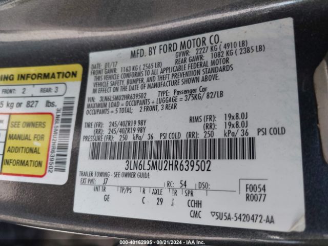 Photo 8 VIN: 3LN6L5MU2HR639502 - LINCOLN MKZ 