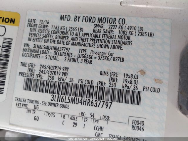 Photo 8 VIN: 3LN6L5MU4HR637797 - LINCOLN MKZ HYBRID 