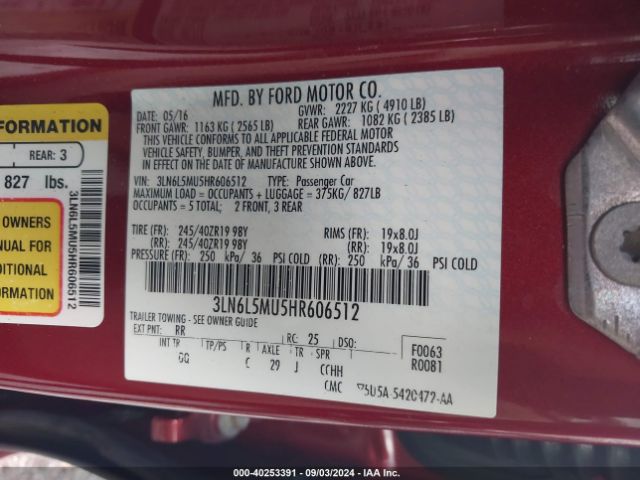 Photo 8 VIN: 3LN6L5MU5HR606512 - LINCOLN MKZ 