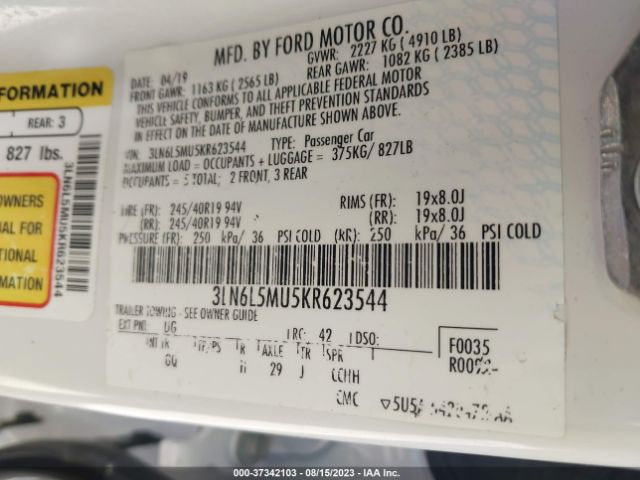 Photo 8 VIN: 3LN6L5MU5KR623544 - LINCOLN MKZ HYBRID 