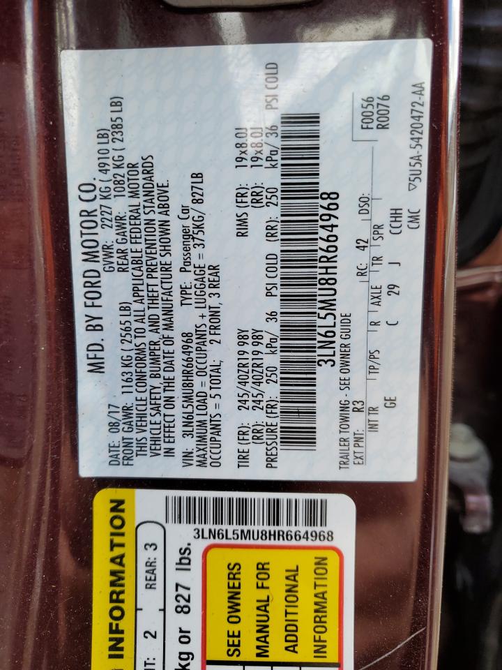 Photo 11 VIN: 3LN6L5MU8HR664968 - LINCOLN MKZ 