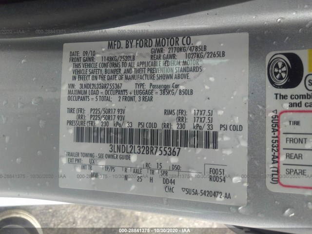 Photo 8 VIN: 3LNDL2L32BR755367 - LINCOLN MKZ 