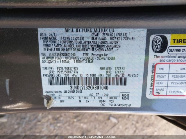 Photo 8 VIN: 3LNDL2L32CR801040 - LINCOLN MKZ HYBRID 