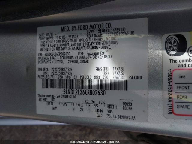 Photo 8 VIN: 3LNDL2L36CR802630 - LINCOLN MKZ HYBRID 