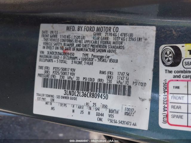 Photo 8 VIN: 3LNDL2L36CR809450 - LINCOLN MKZ HYBRID 