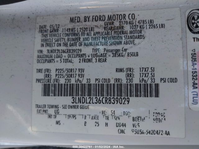 Photo 8 VIN: 3LNDL2L36CR839029 - LINCOLN MKZ HYBRID 