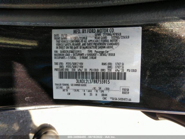 Photo 8 VIN: 3LNDL2L37BR755915 - LINCOLN MKZ 