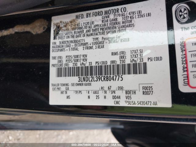 Photo 8 VIN: 3LNDL2L39CR804775 - LINCOLN MKZ HYBRID 