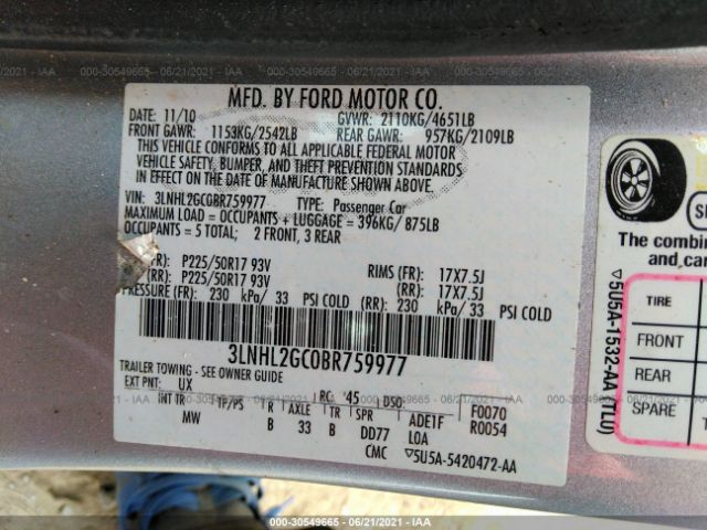 Photo 8 VIN: 3LNHL2GC0BR759977 - LINCOLN MKZ 