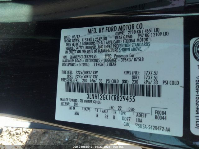 Photo 8 VIN: 3LNHL2GC1CR829455 - LINCOLN MKZ 