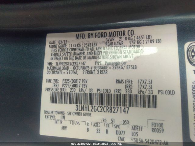 Photo 8 VIN: 3LNHL2GC2CR827147 - LINCOLN MKZ 