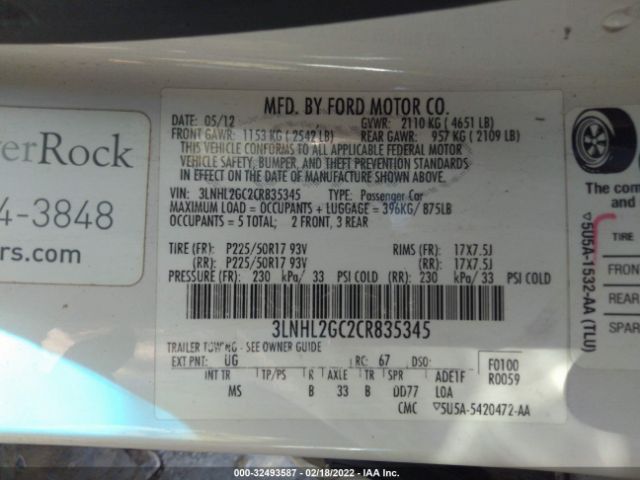 Photo 8 VIN: 3LNHL2GC2CR835345 - LINCOLN MKZ 