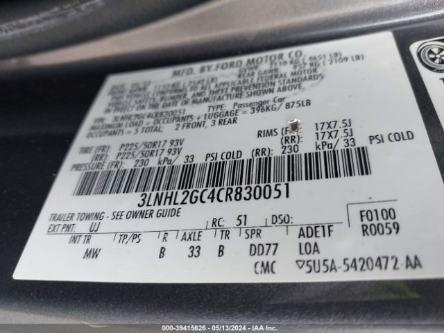 Photo 8 VIN: 3LNHL2GC4CR830051 - LINCOLN MKZ 