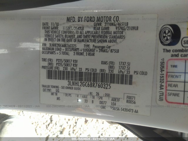 Photo 8 VIN: 3LNHL2GC6BR760325 - LINCOLN MKZ 