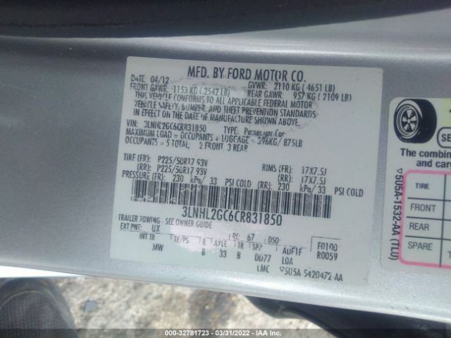 Photo 8 VIN: 3LNHL2GC6CR831850 - LINCOLN MKZ 