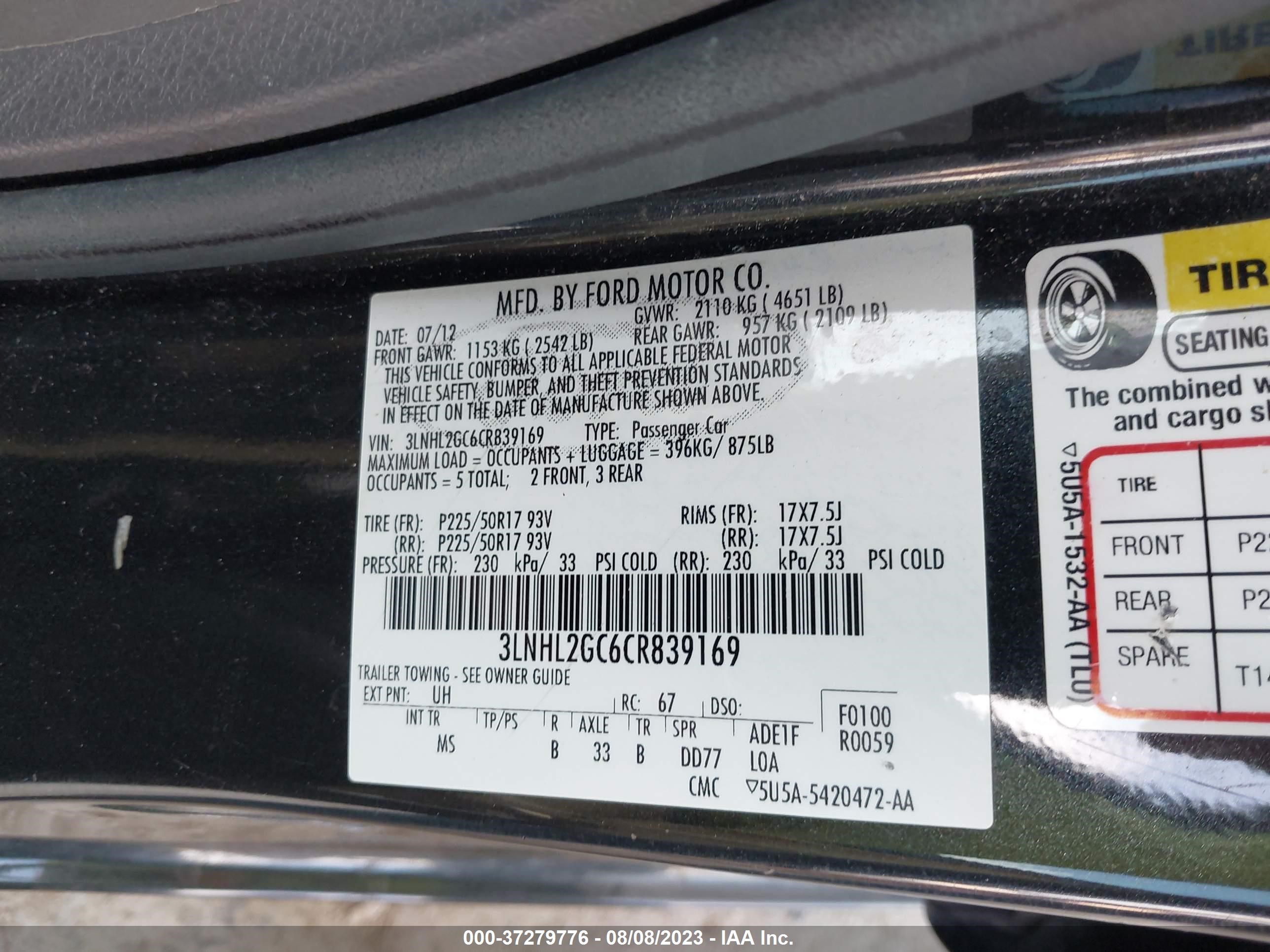 Photo 8 VIN: 3LNHL2GC6CR839169 - LINCOLN MKZ 