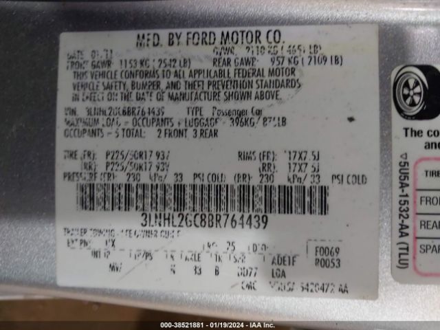 Photo 8 VIN: 3LNHL2GC8BR764439 - LINCOLN MKZ 