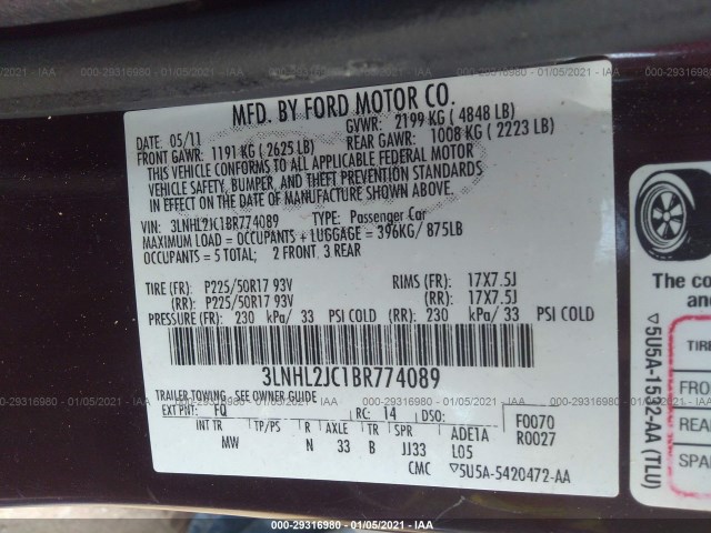 Photo 8 VIN: 3LNHL2JC1BR774089 - LINCOLN MKZ 