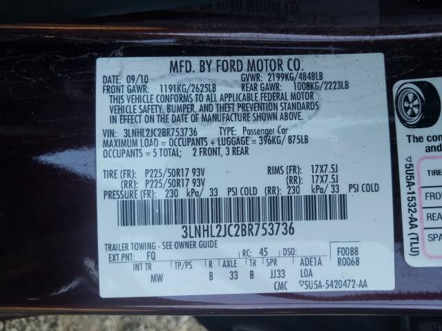 Photo 9 VIN: 3LNHL2JC2BR753736 - LINCOLN MKZ 