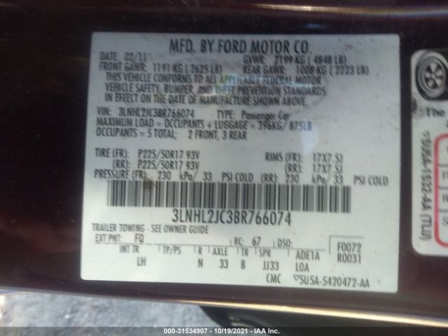 Photo 8 VIN: 3LNHL2JC3BR766074 - LINCOLN MKZ 