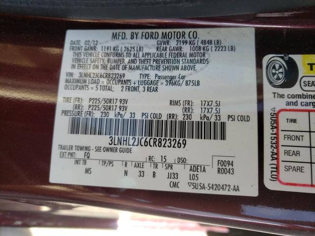 Photo 9 VIN: 3LNHL2JC6CR823269 - LINCOLN MKZ 