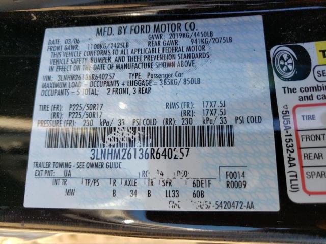 Photo 9 VIN: 3LNHM26136R640257 - LINCOLN ZEPHYR 