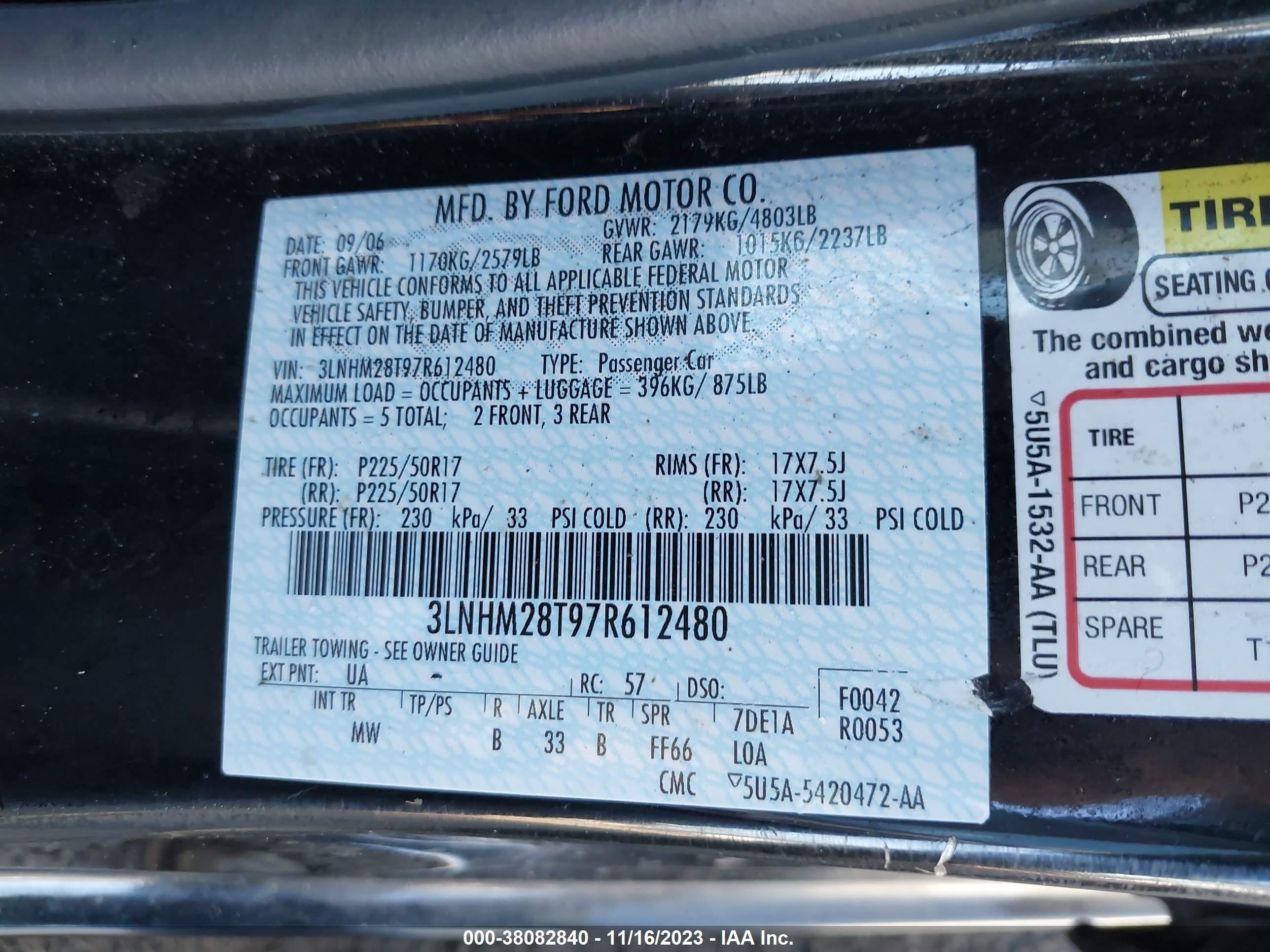 Photo 8 VIN: 3LNHM28T97R612480 - LINCOLN MKZ 