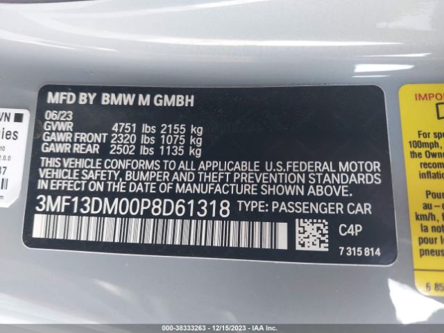 Photo 8 VIN: 3MF13DM00P8D61318 - BMW M2 